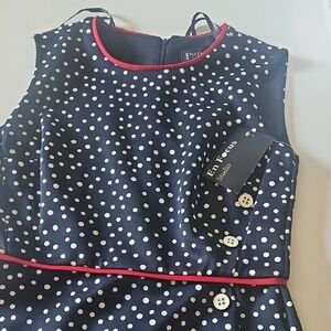 Enfocus Studio Navy and White Polka Dot Maxi Dress